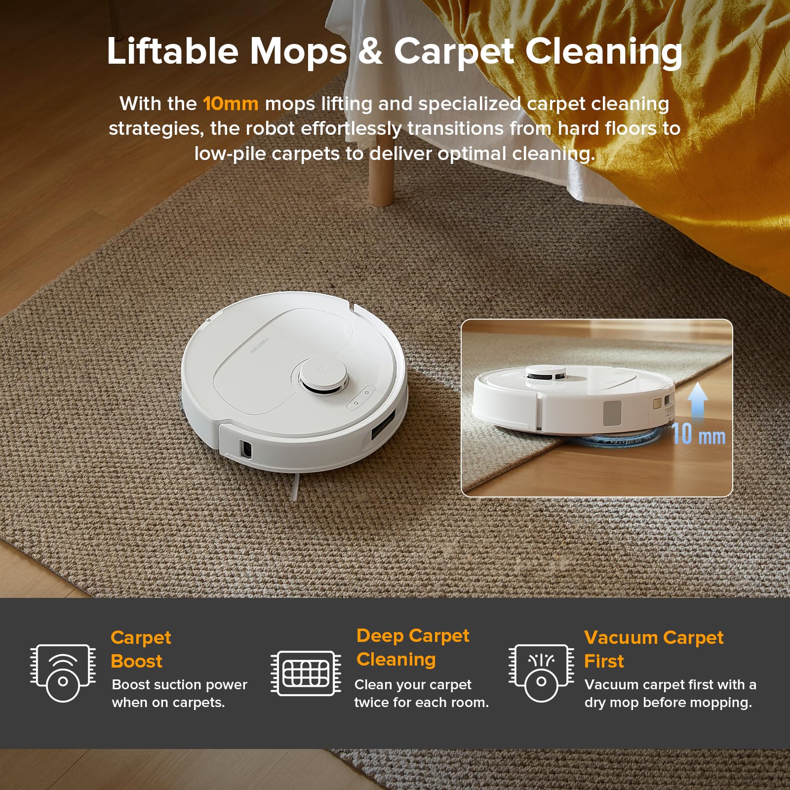 roborock Qrevo Series Robot Vacuum and Mop, 8000Pa Suction, Upgraded from Qrevo S, Anti-Tangle Brushes, Smart Obstacle Avoidance, Auto Mop Washing, All-in-One Dock, 200RPM Spinning Mops, Black(QV 35A)