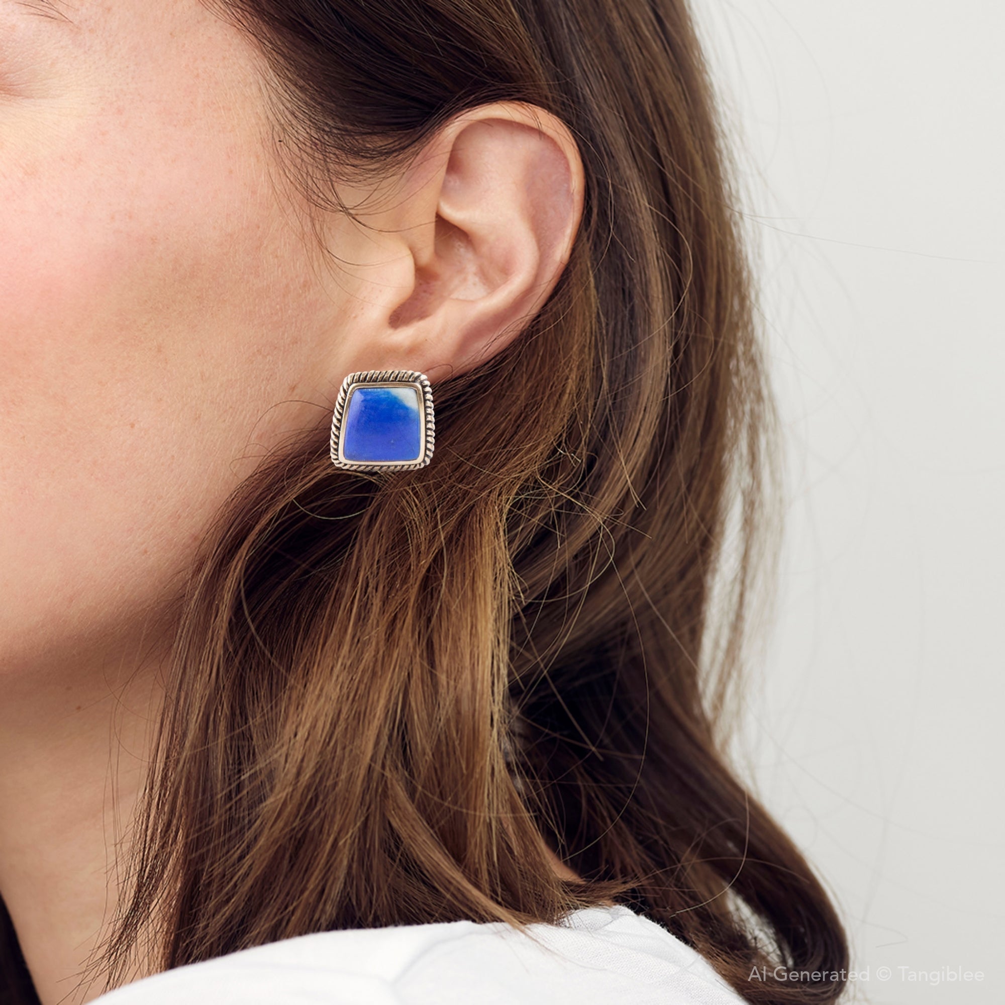 Roped Blue Lapis Golden Clip Earrings