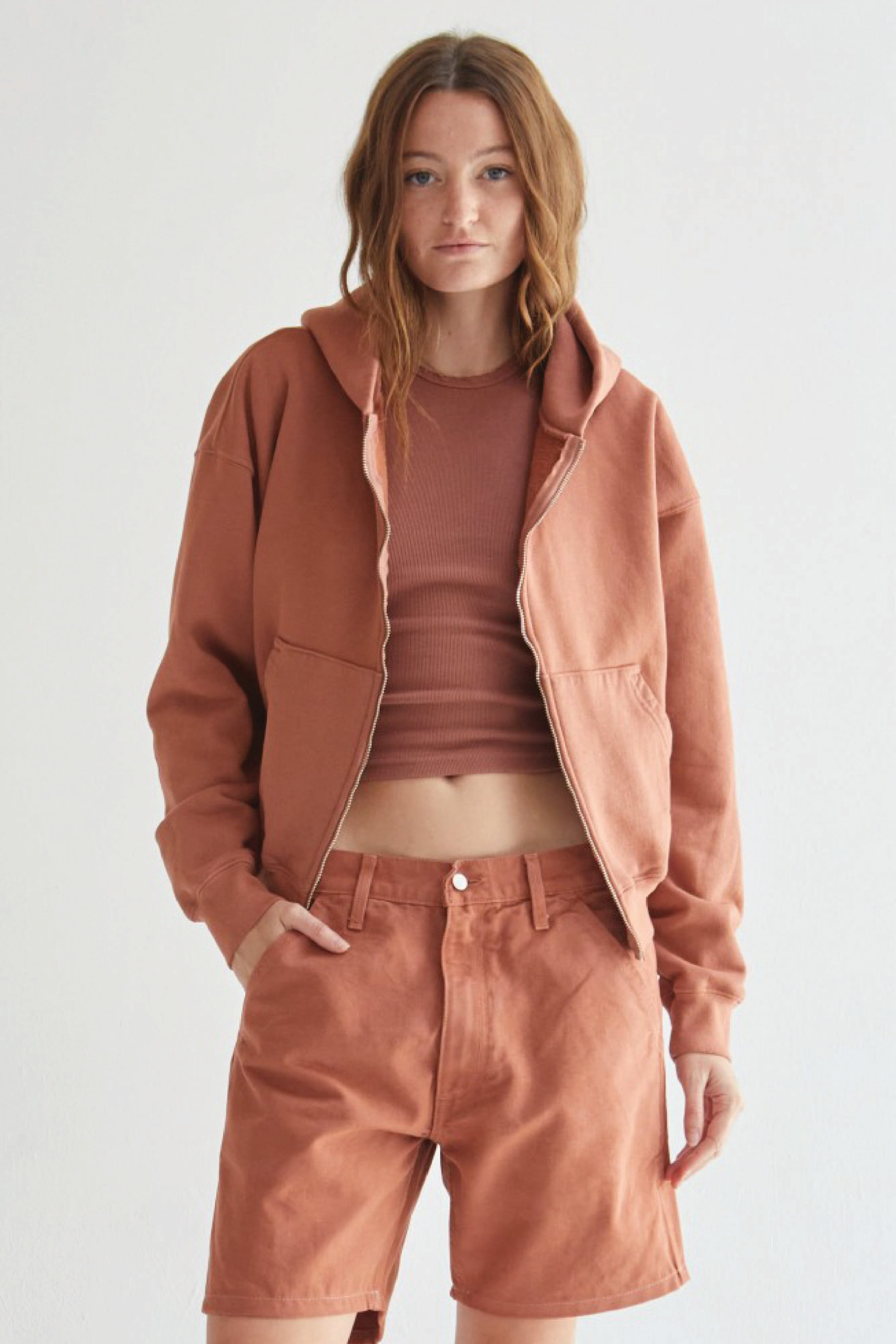 Rosie Cropped Zip-Up Hoodie