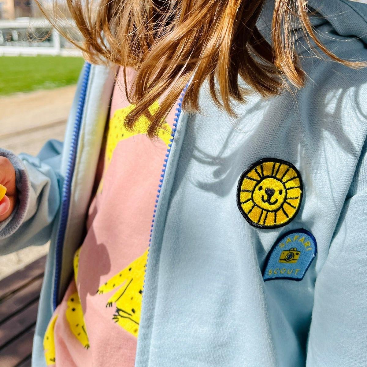 Recycled Cotton Patches Baby Zipper Hoodie - Sterling Blue