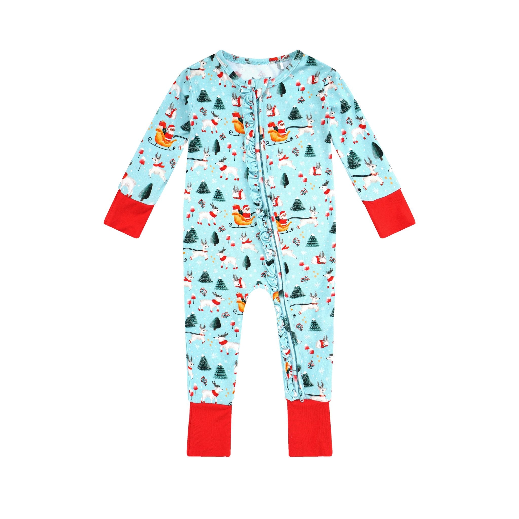 Ruffle Dark Santa Bamboo Romper