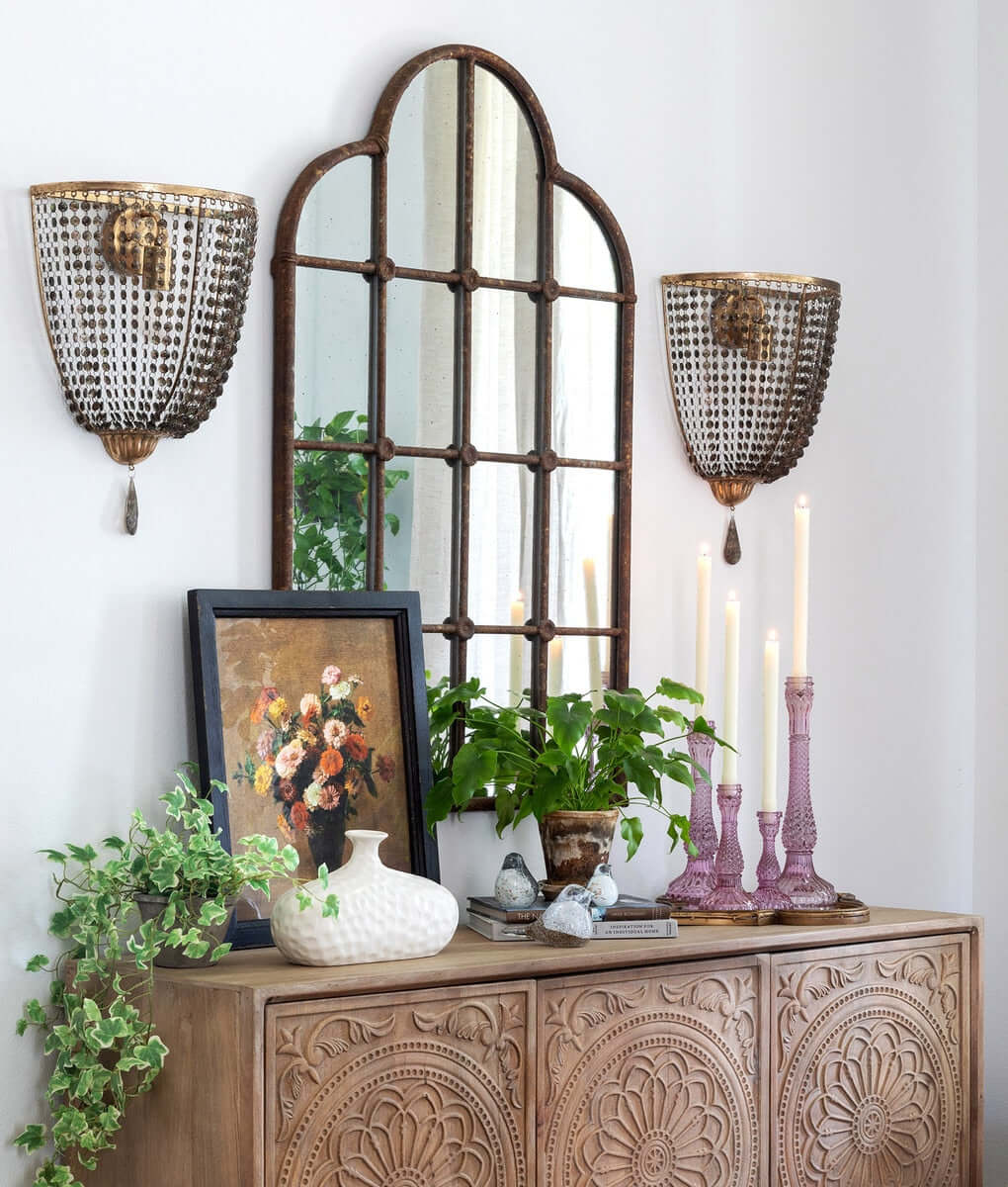 Rustic Farmhouse Iron Windowpane Mirror