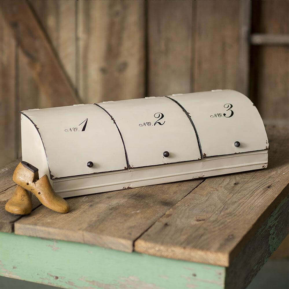 Rustic Vintage Storage Bin with Three Compartments
