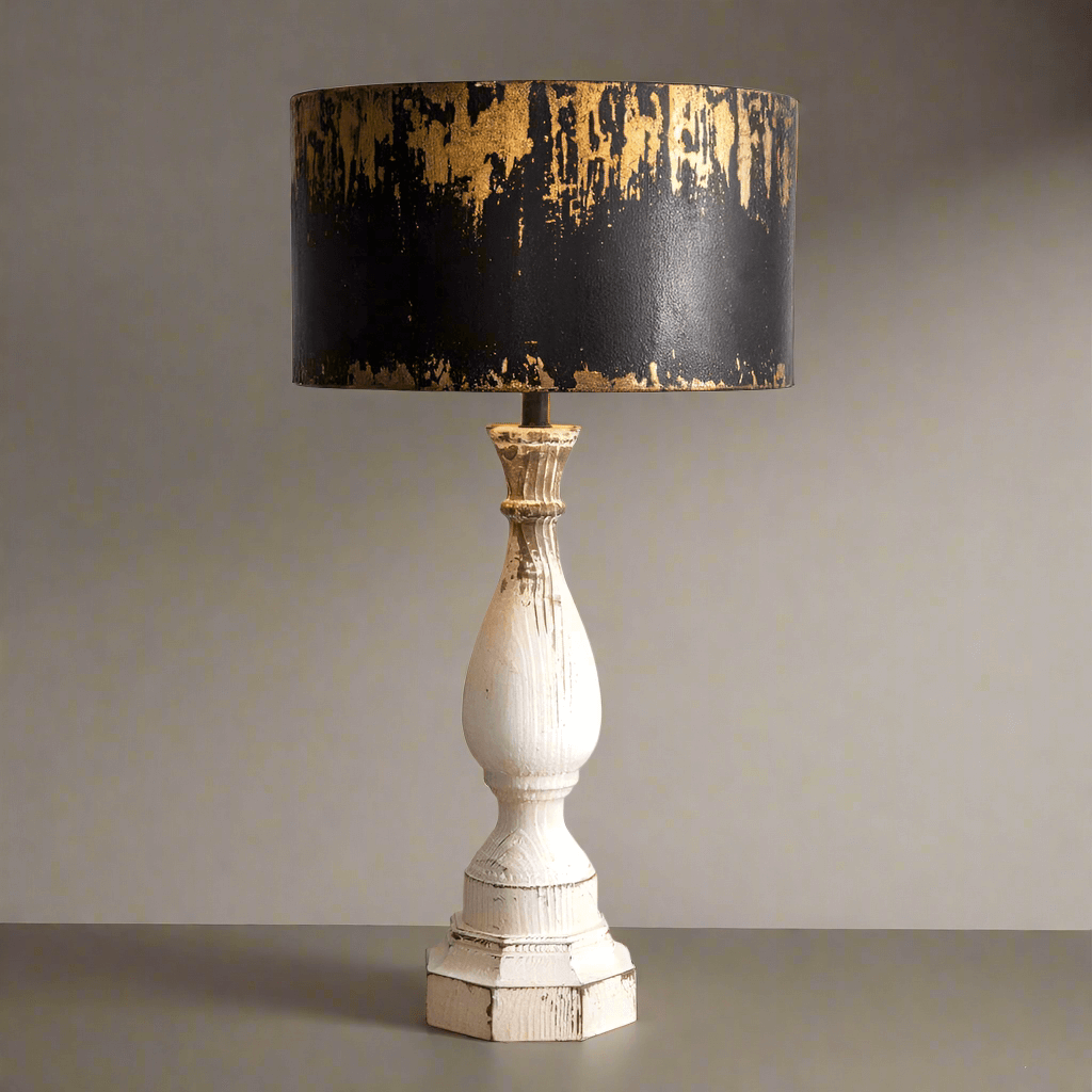 Rustic Table Lamp with Distressed Metal Shade
