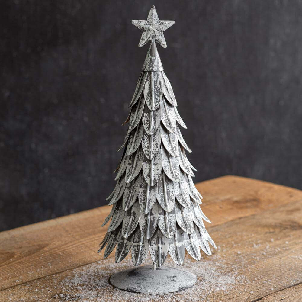 Rustic Metal Tabletop Christmas Tree with Star