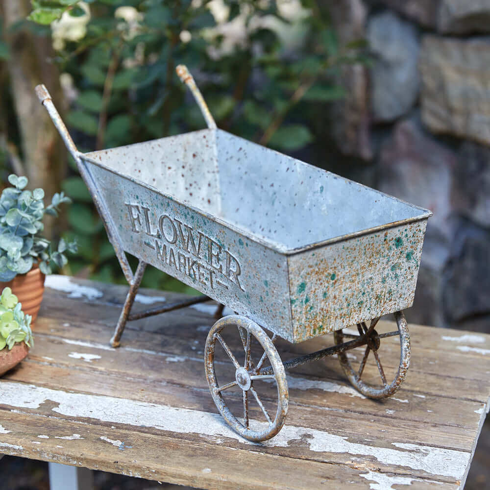 Rustic Vintage Garden Flower Market Wheelbarrow