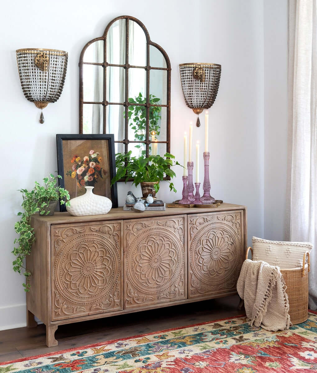 Rustic Farmhouse Iron Windowpane Mirror
