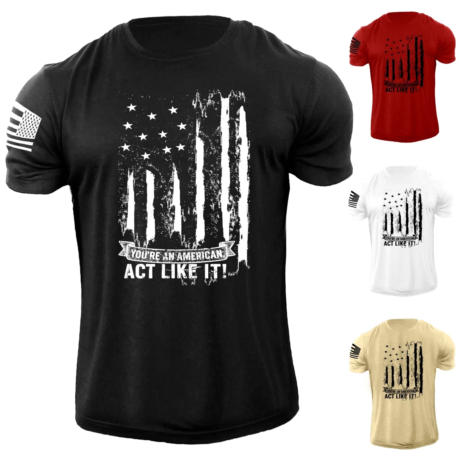 New Men's Distressed USA Flag  T-Shirt Stylish Graphic Tee