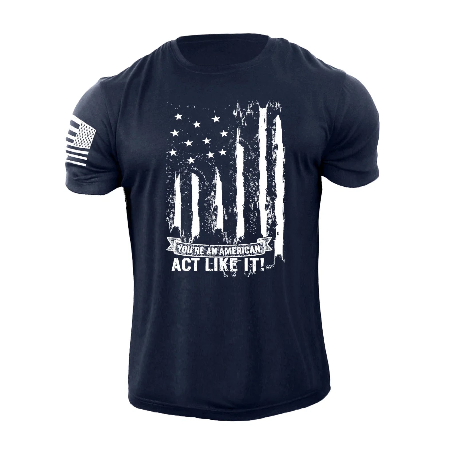 New Men's Distressed USA Flag  T-Shirt Stylish Graphic Tee