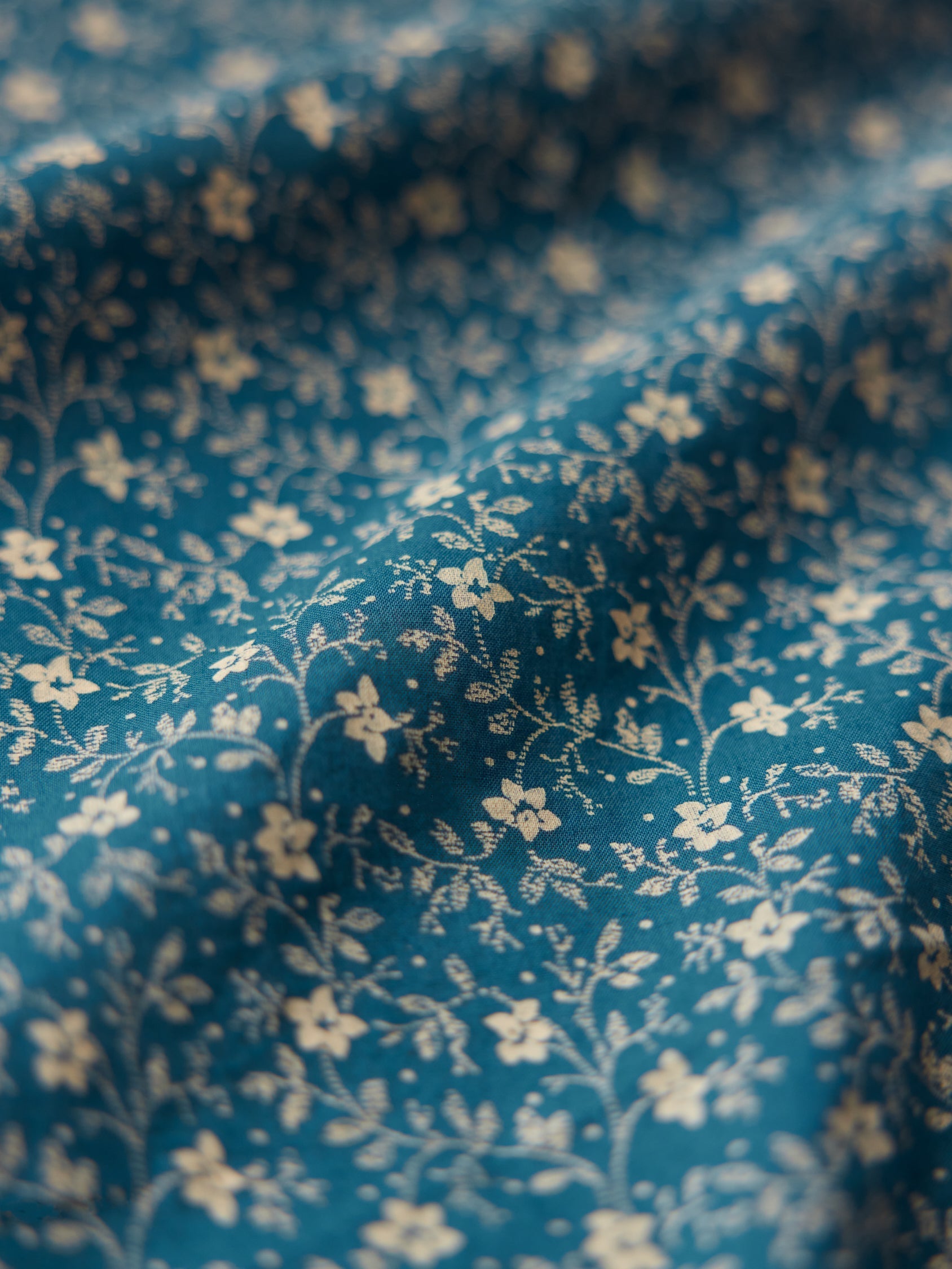 Aurora Puff Sleeve Maxi Dress - Queen Blue/Mini Alabaster Floral print