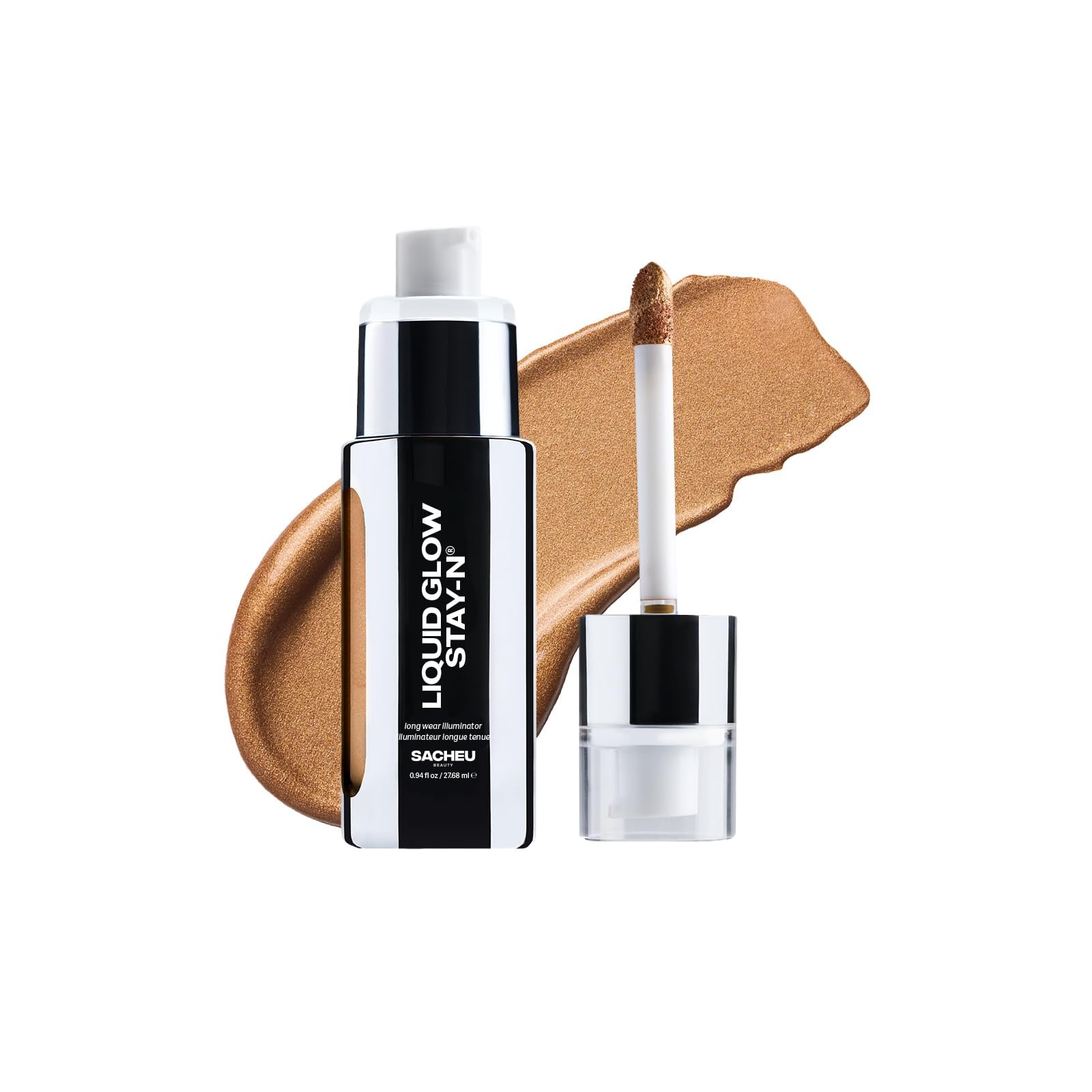 Sacheu Liquid Glow STAY-N Liquid Highlighter & Illuminator Makeup — 30ml Long Lasting Luminous Glow Lightweight Dewy Finish, Aura Glow