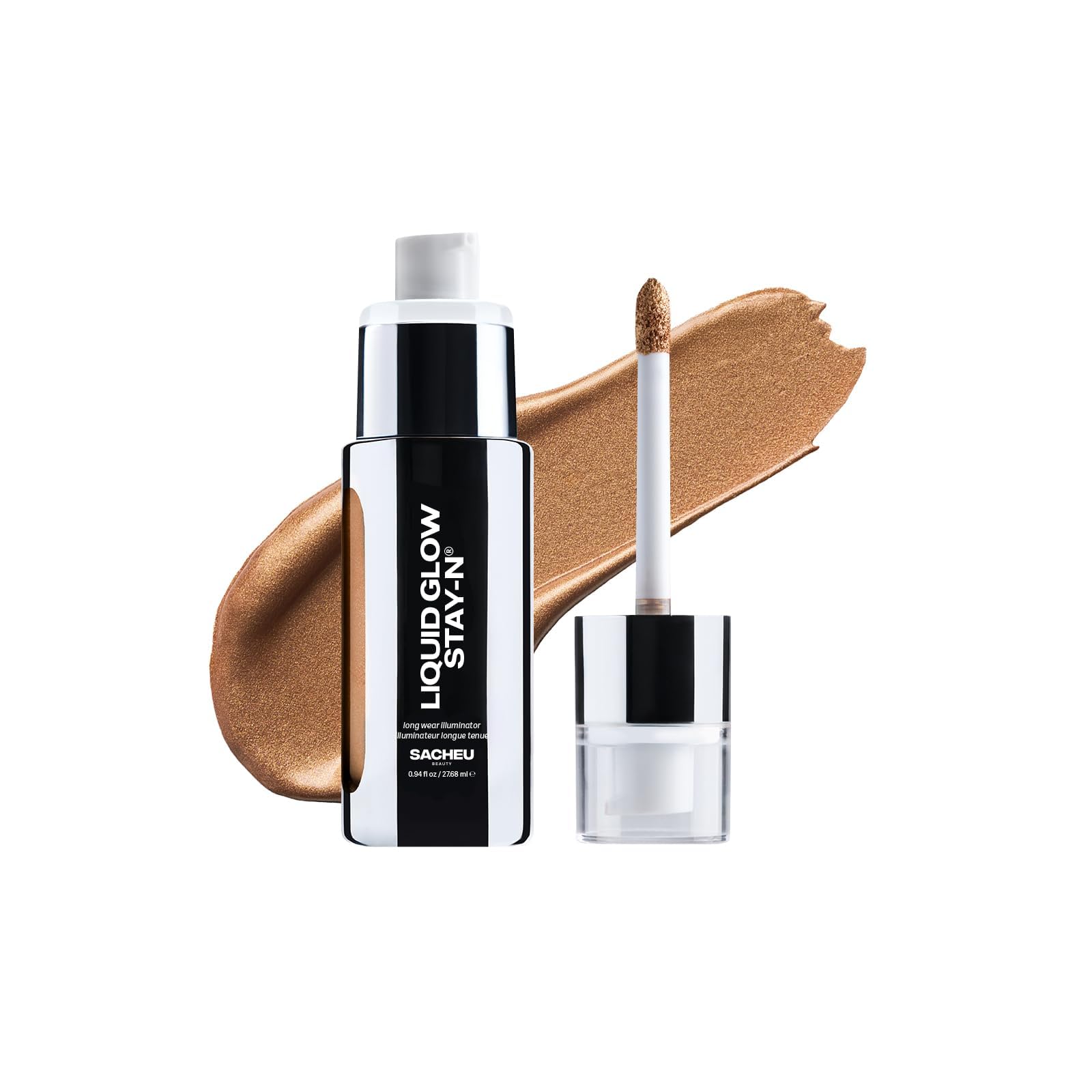 Sacheu Liquid Glow STAY-N Liquid Highlighter & Illuminator Makeup — 30ml Long Lasting Luminous Glow Lightweight Dewy Finish, Aura Glow