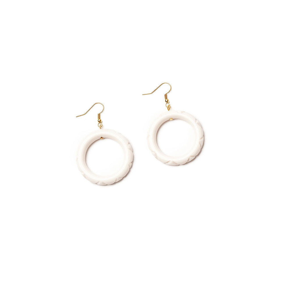 Salty Heavy Carve Drop Hoop Earrings by Splendette