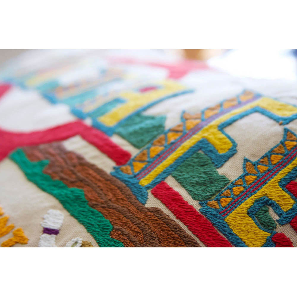 Santa Fe Hand-Embroidered Pillow by CatStudio