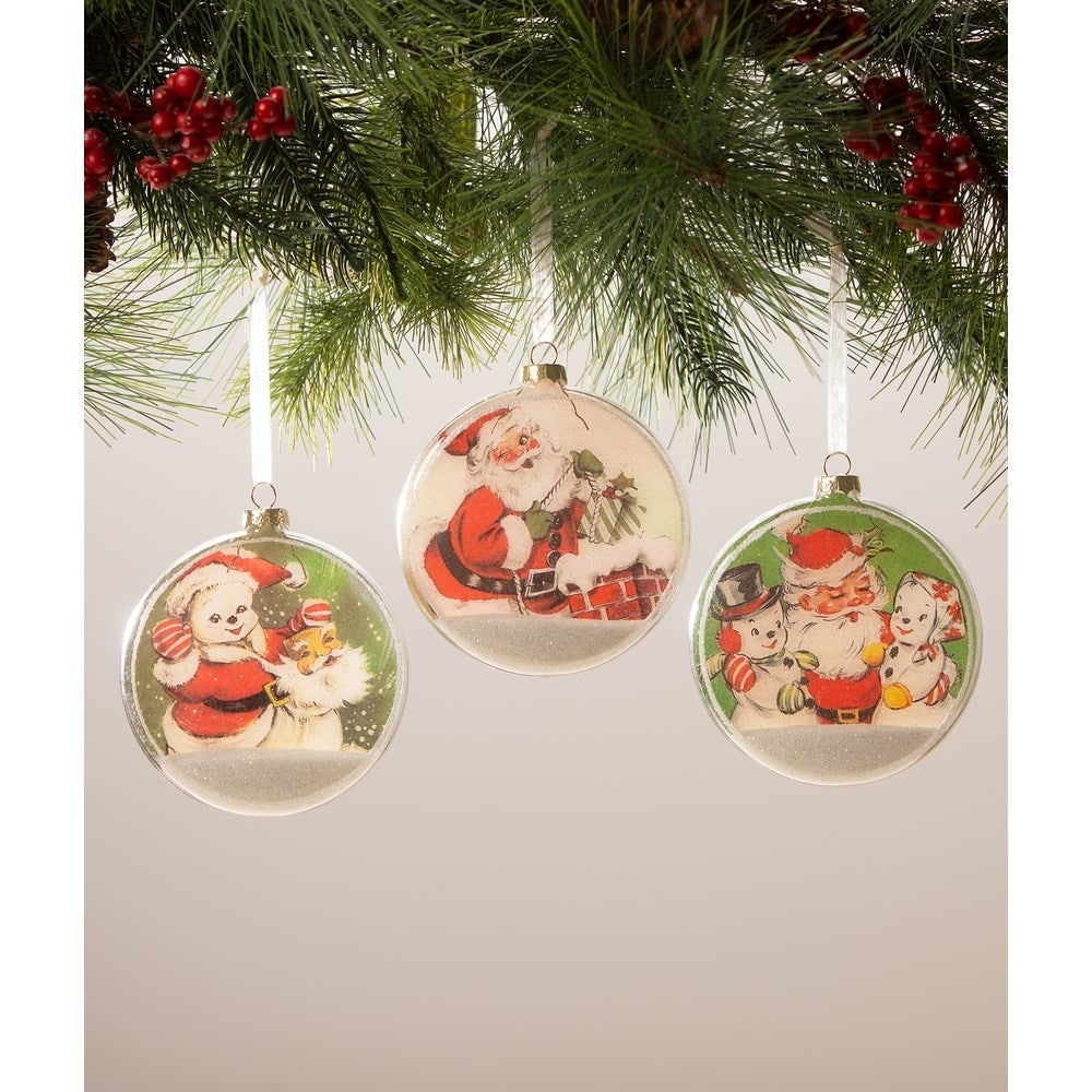 Santa Glass Disk Ornament by Bethany Lowe Designs