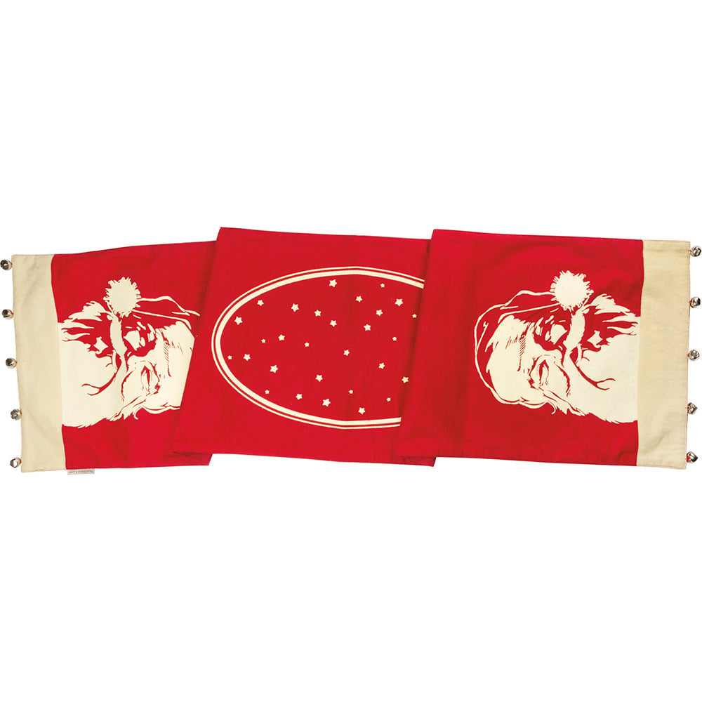 Vintage Inspired Santa Table Runner with Jingle Bells
