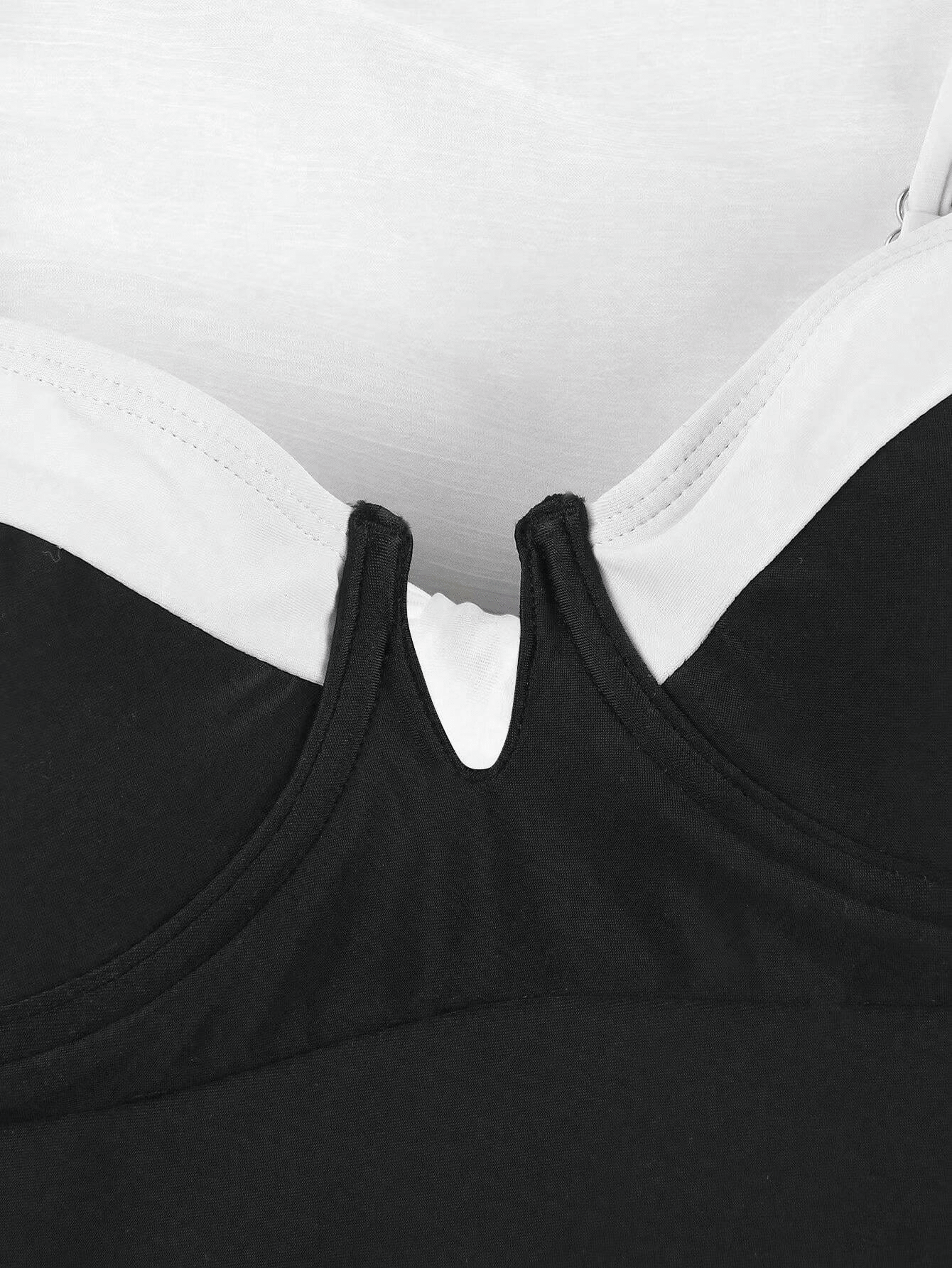 Seaside series women's one-piece quick drying swimsuit contrasting colors