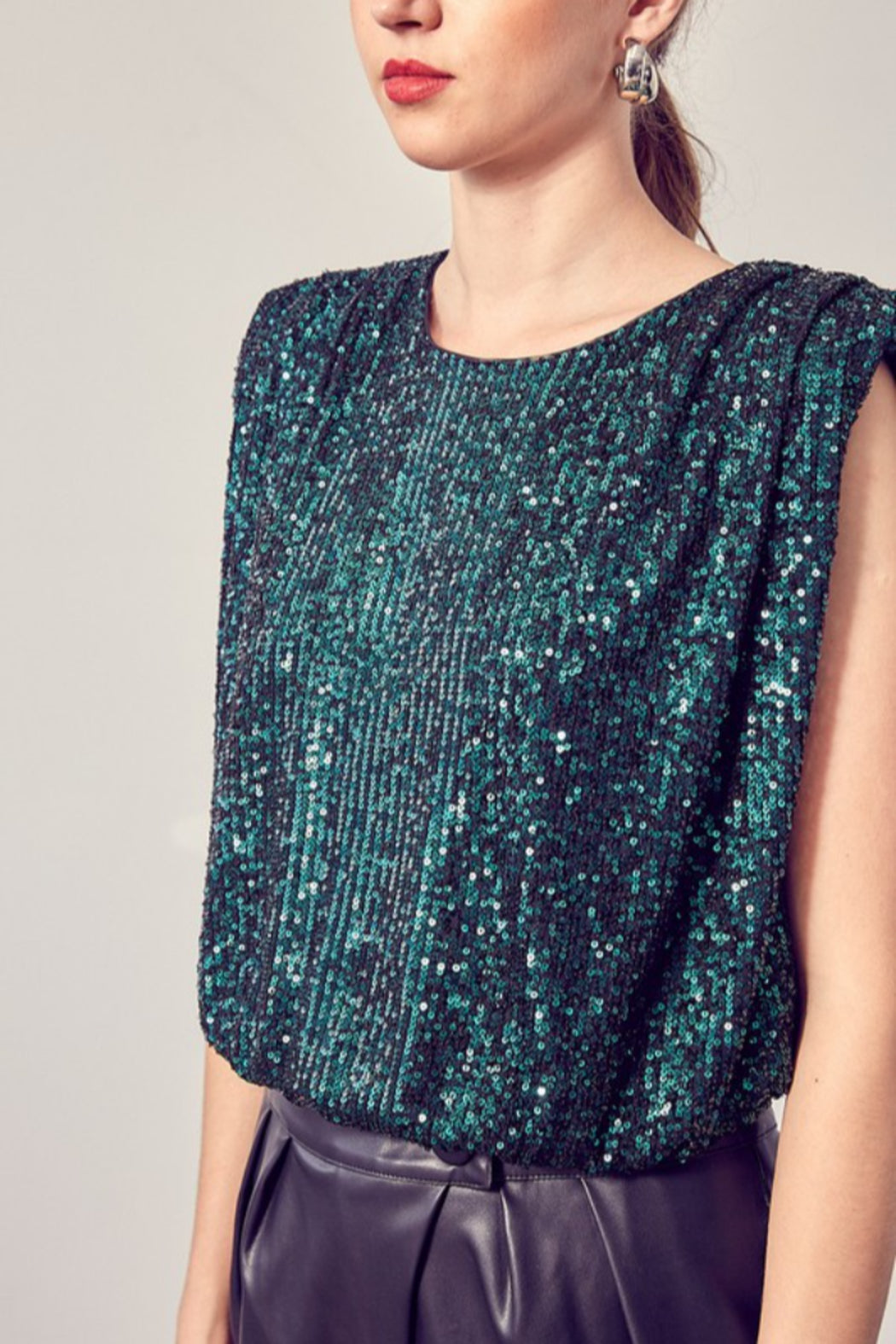 Sequin Shoulder Pad Tank
