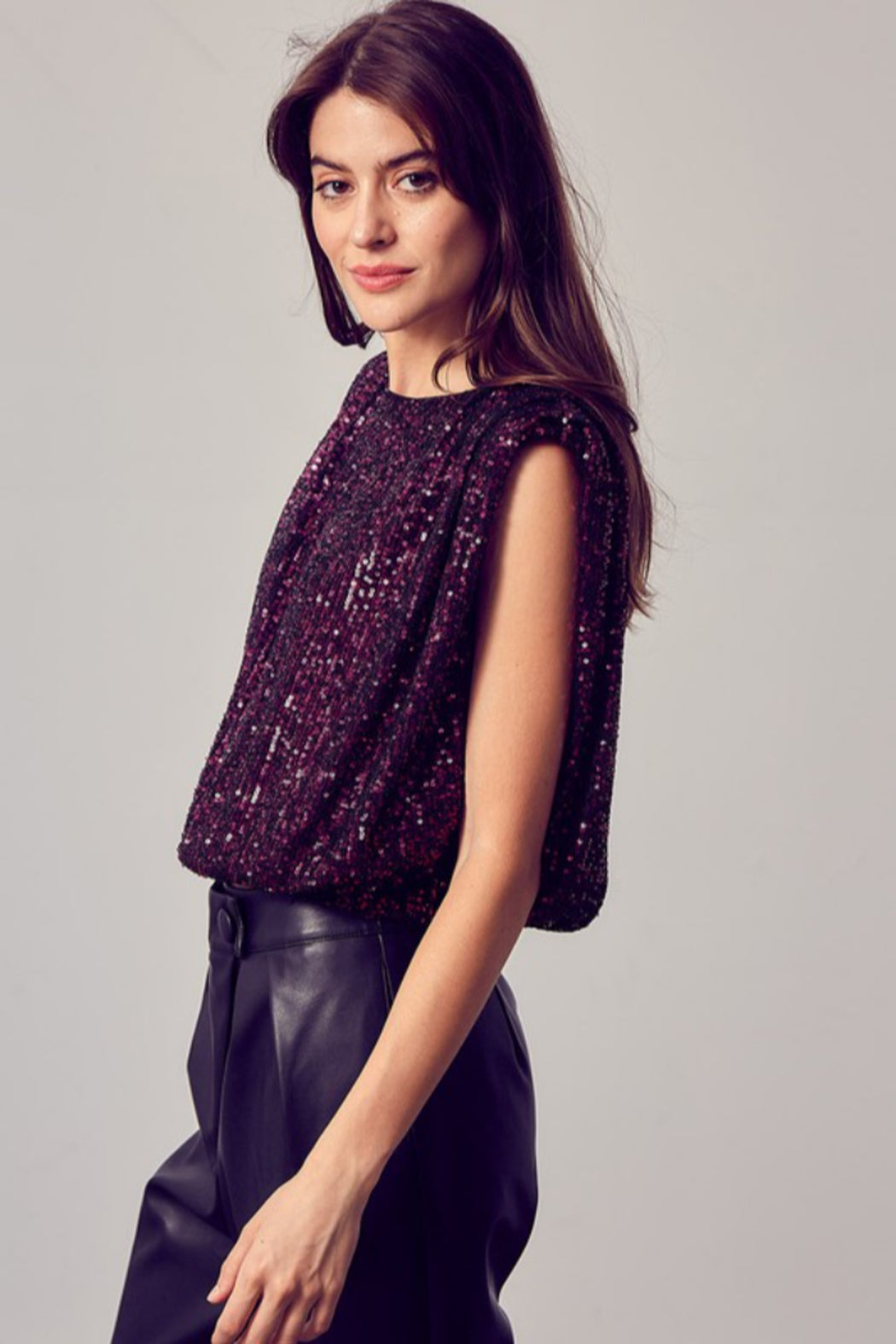 Sequin Shoulder Pad Tank