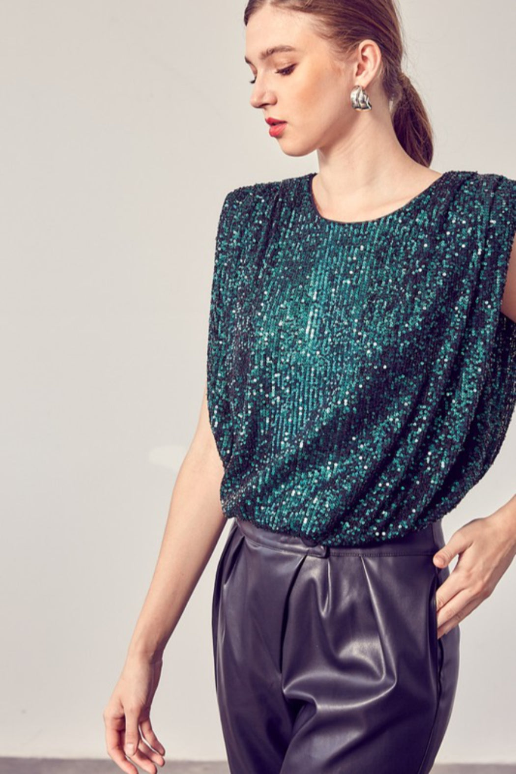 Sequin Shoulder Pad Tank