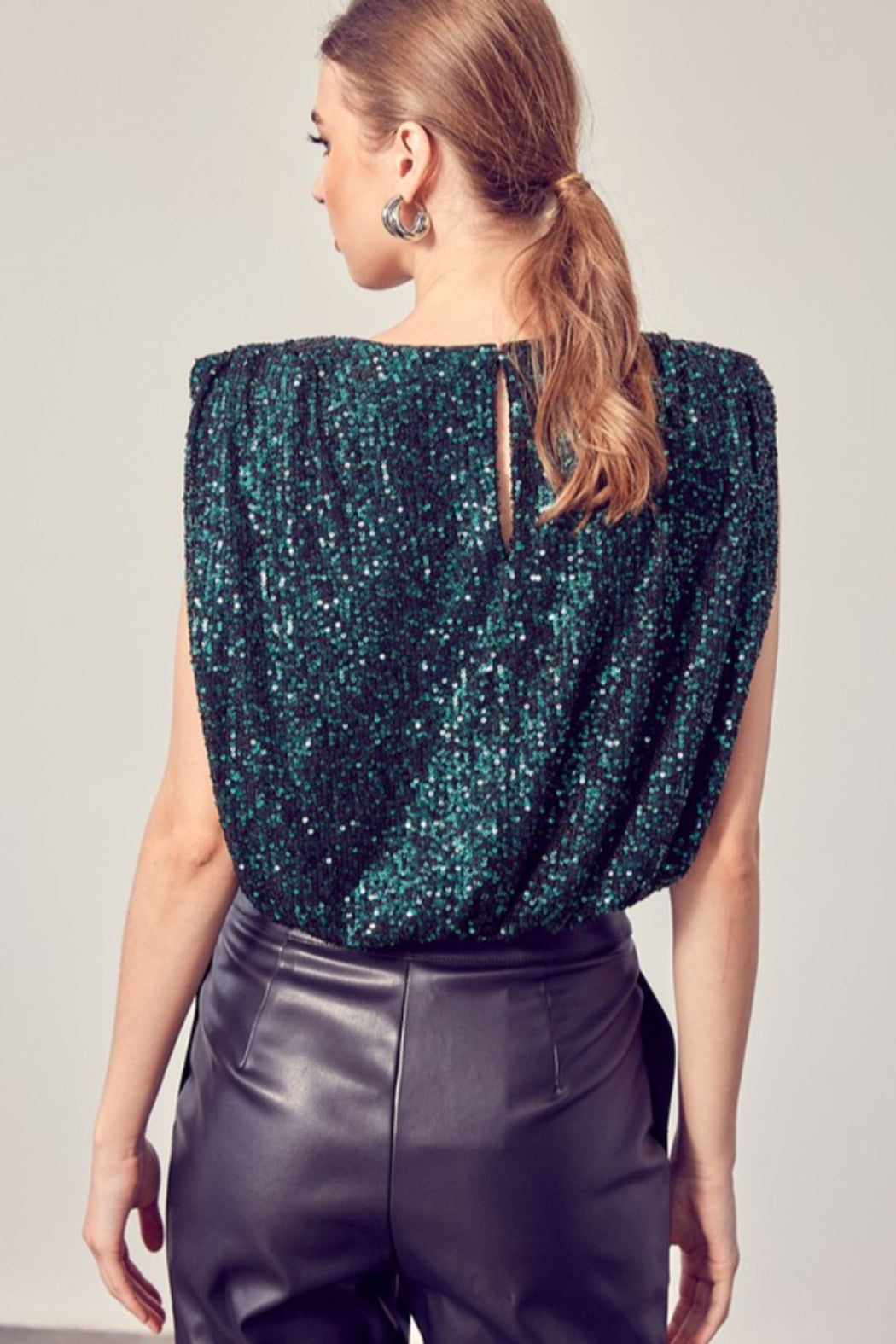 Sequin Shoulder Pad Tank