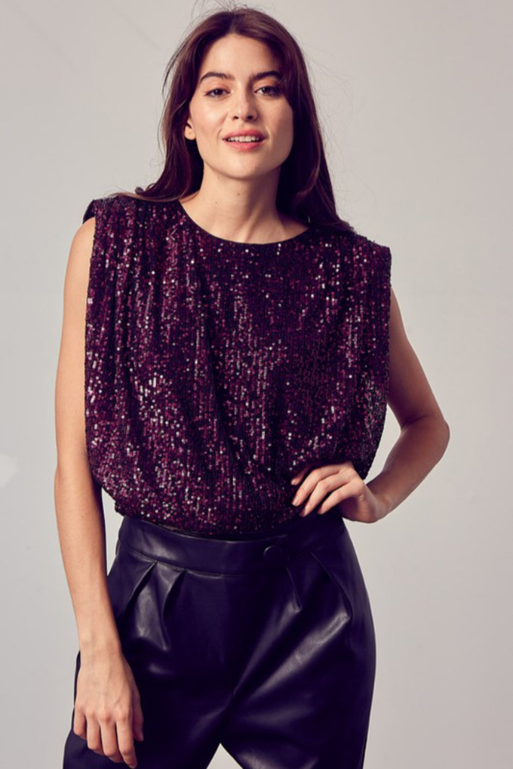 Sequin Shoulder Pad Tank