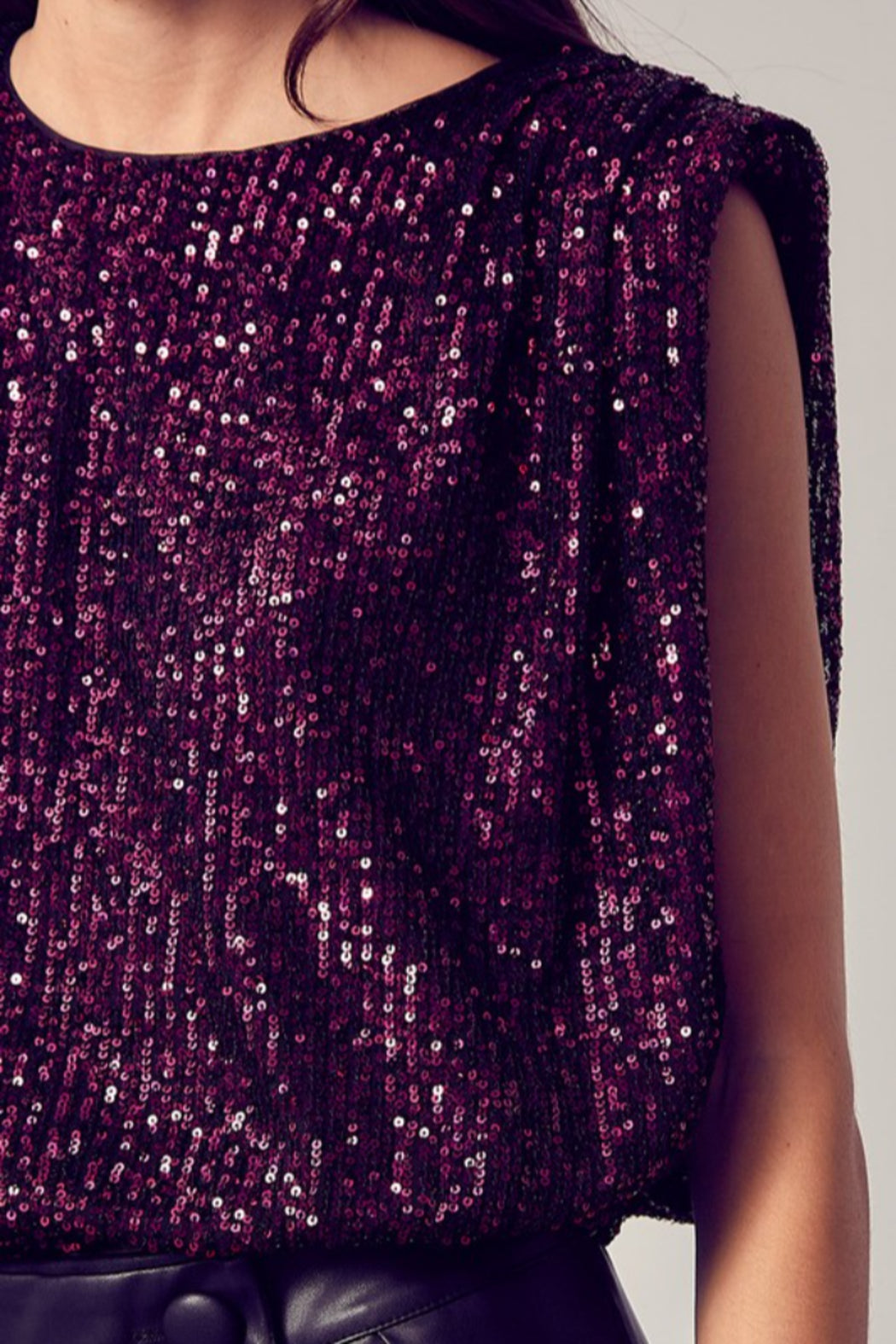 Sequin Shoulder Pad Tank