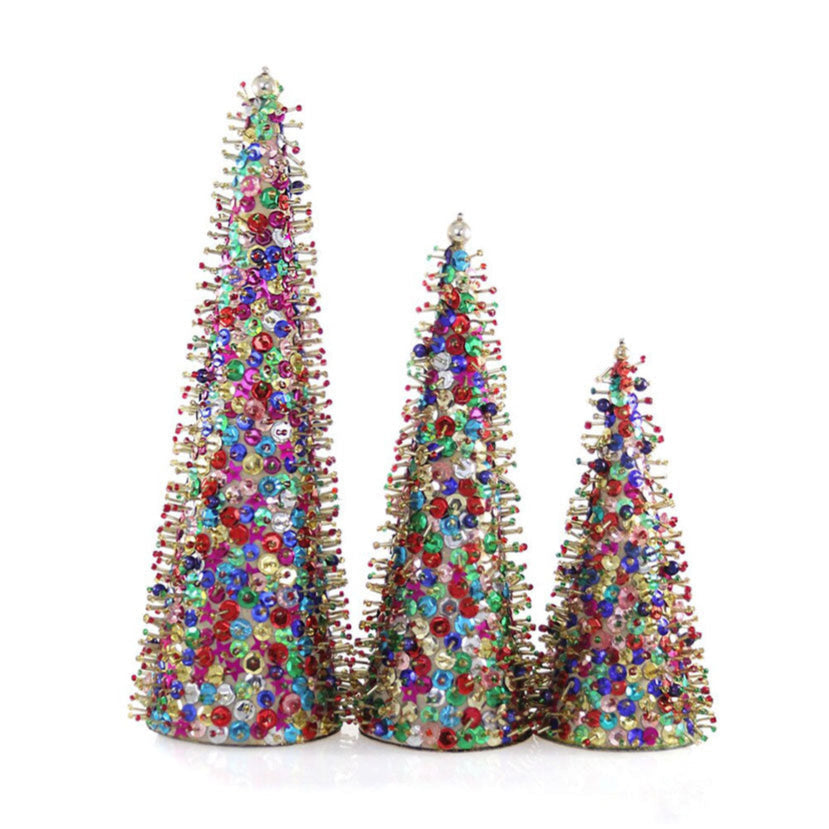 Pushpin Sequin Trees Set of 3