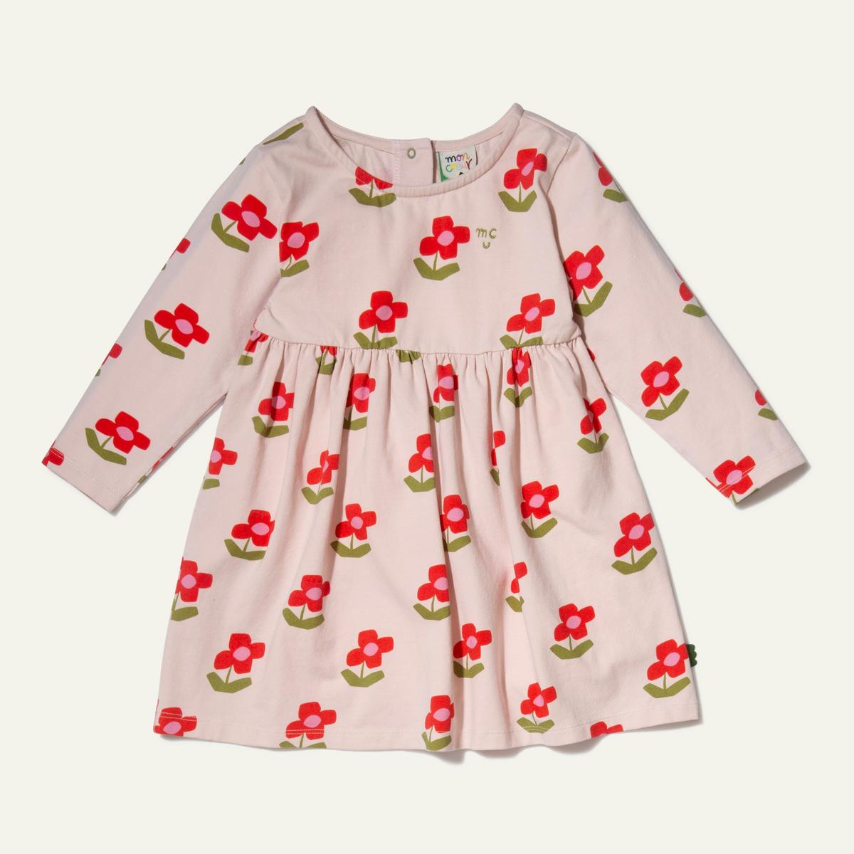 Recycled Jersey Flowers Baby Dress - Petal Pink Flowers