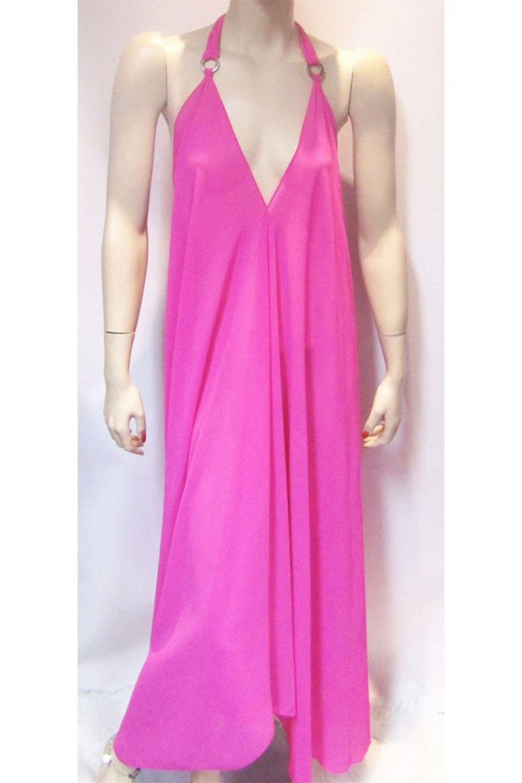 SHEER PINK HALTER DRESS