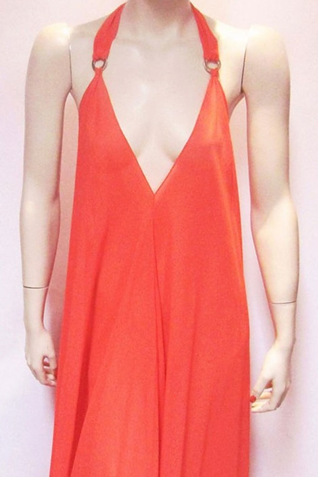 SHEER RED HALTER DRESS