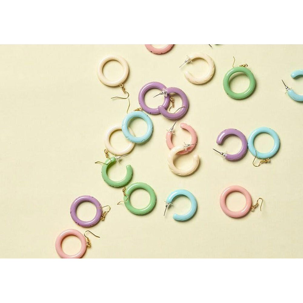 Shell Heavy Carve Drop Hoop Earrings by Splendette