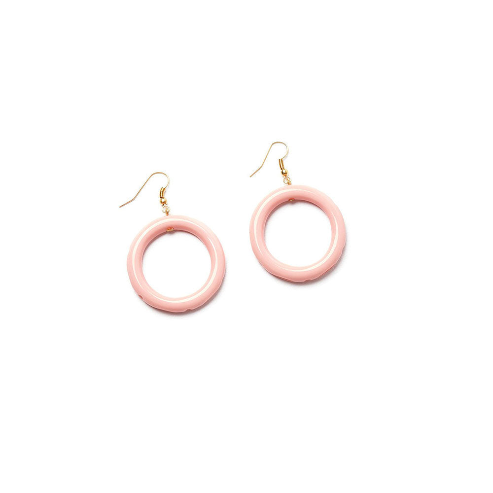Shell Heavy Carve Drop Hoop Earrings by Splendette