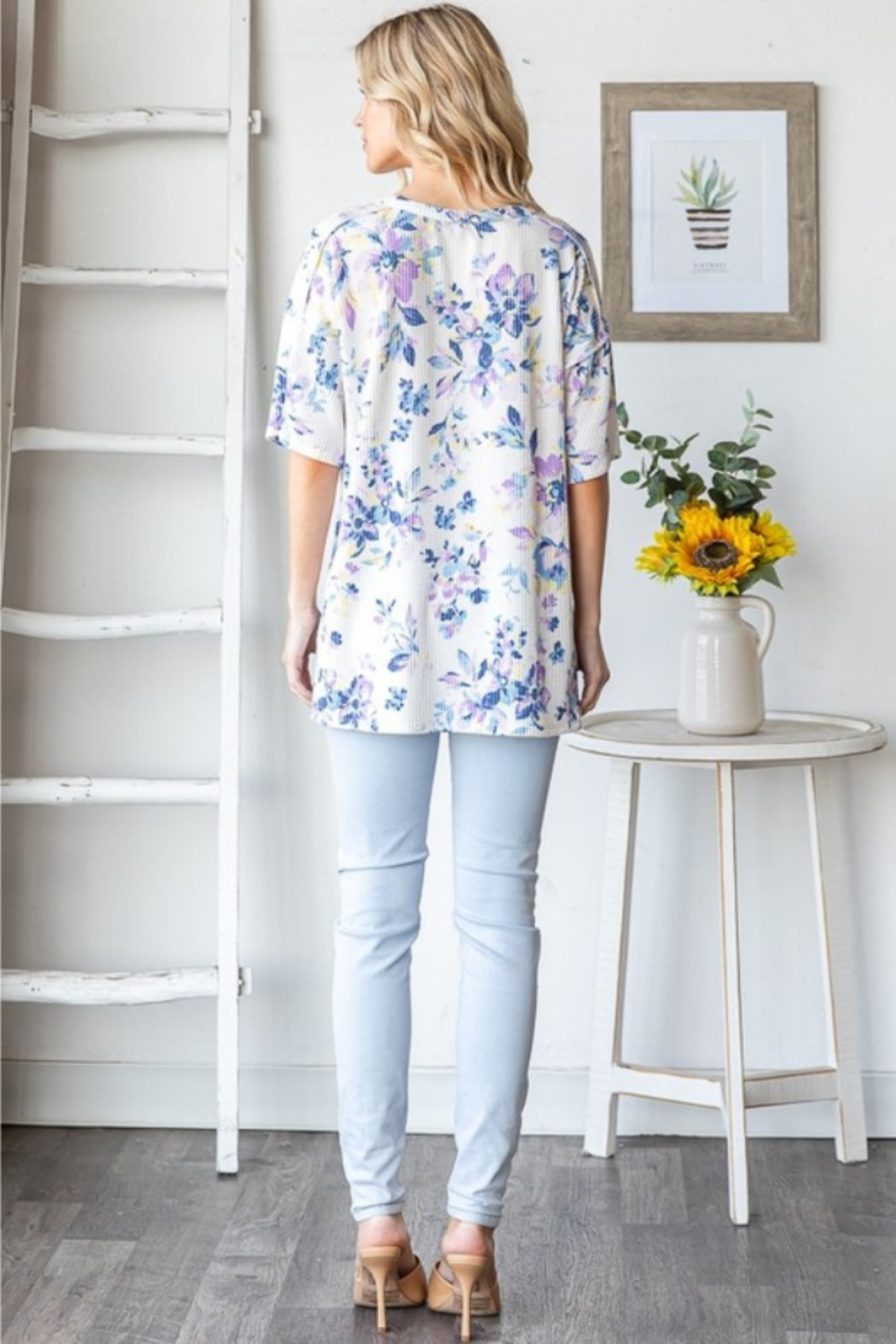 Short Sleeve Floral Urban Rib Top