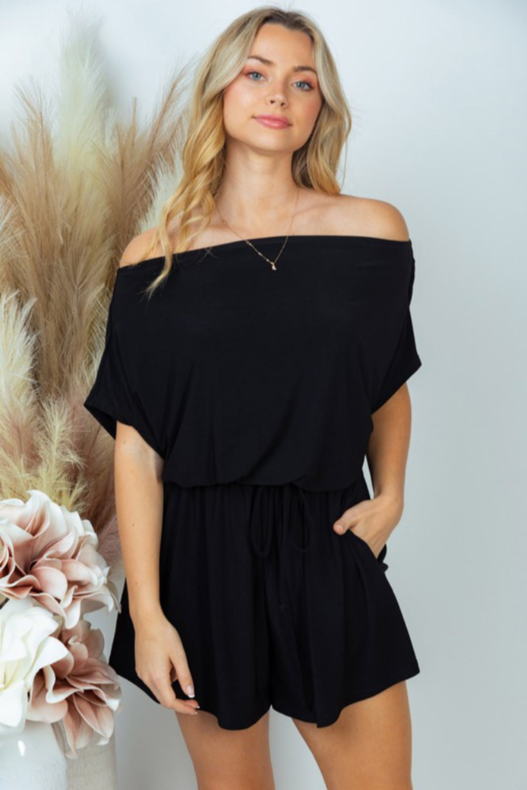 Short Sleeve Off Shoulder Romper