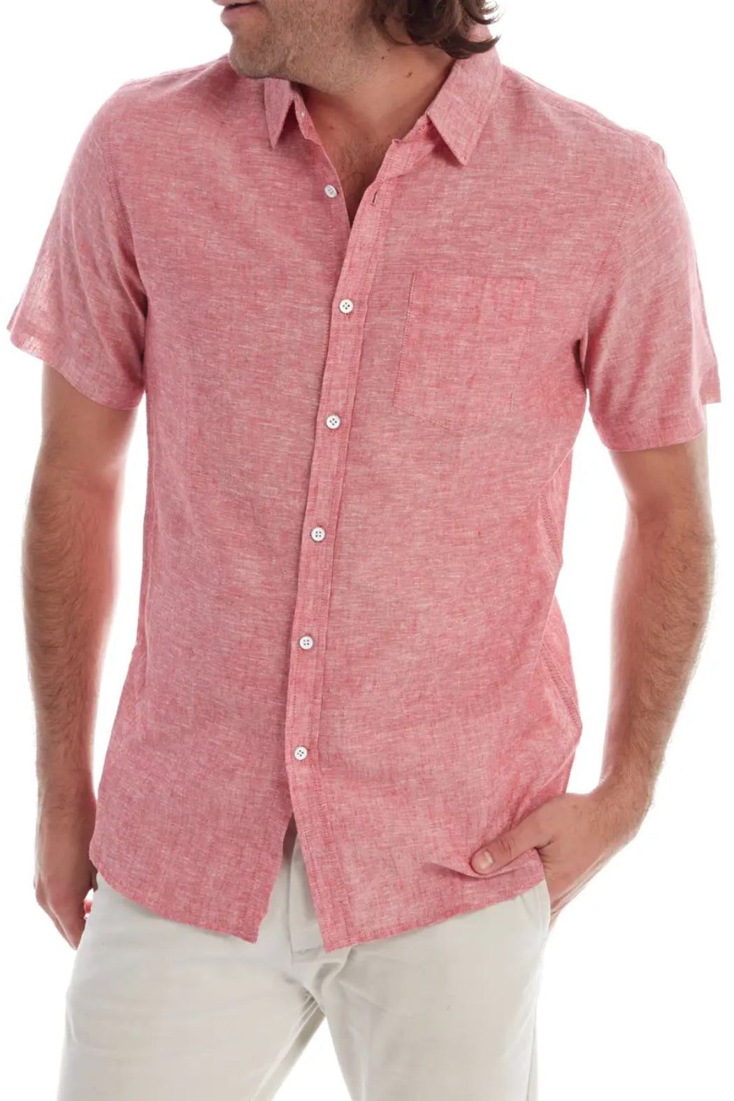 Short Sleeve Solid Linen Shirt