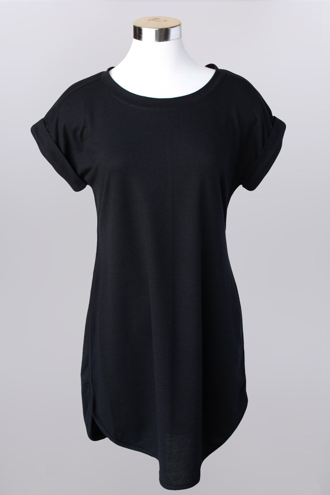 Short sleeve t shirt dress with rounded hemline