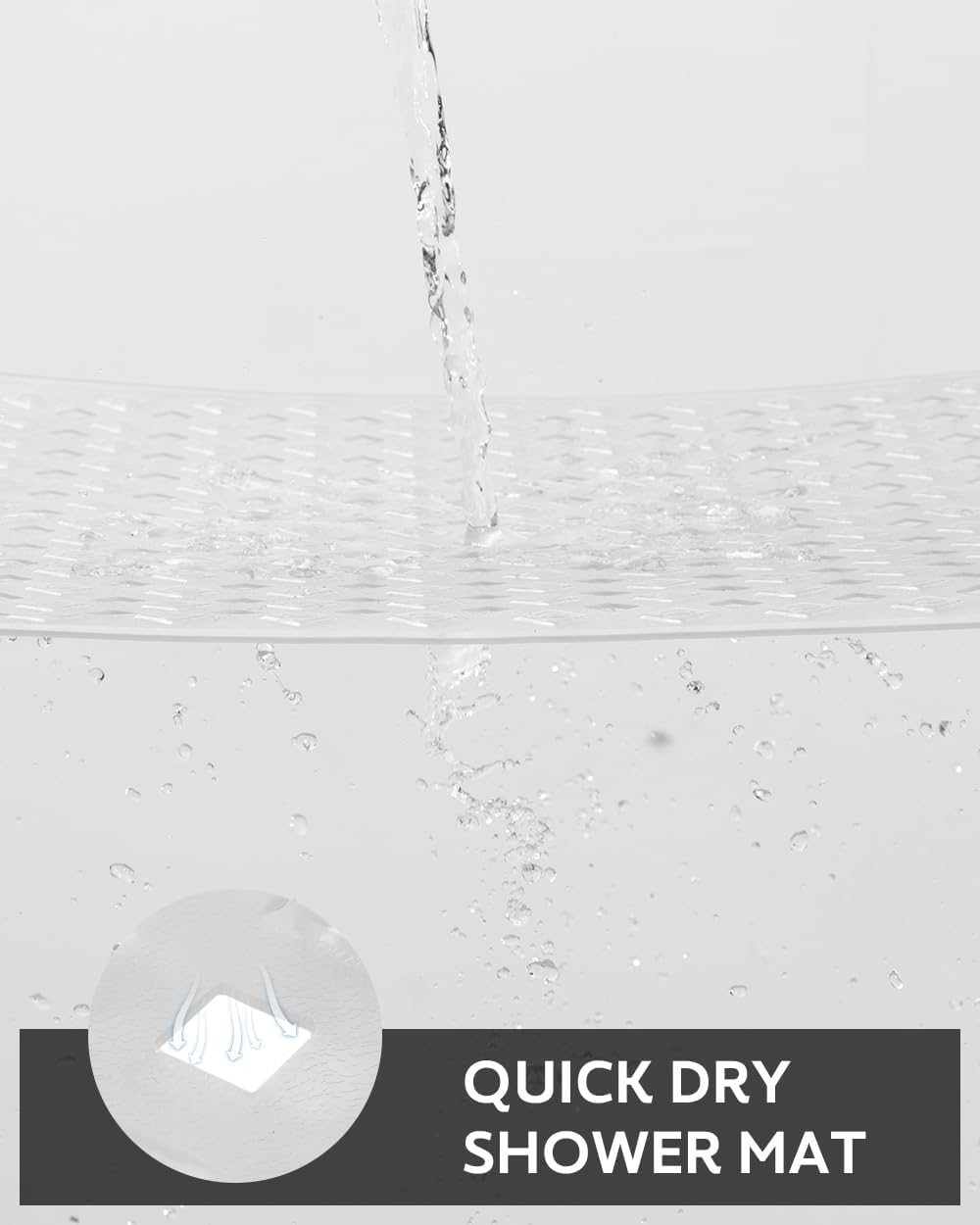 Shower Mat Non Slip, 21"x21" Machine Washable Shower Mats for Inside Shower with Suction Cups and Drain Holes, Extra Safe Standing Bathtub Mat，Bathroom Accessories