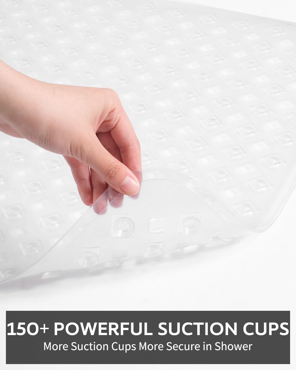 Shower Mat Non Slip, 21"x21" Machine Washable Shower Mats for Inside Shower with Suction Cups and Drain Holes, Extra Safe Standing Bathtub Mat，Bathroom Accessories