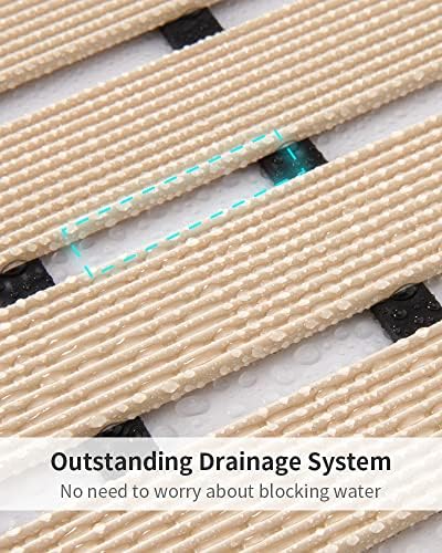 Shower-Mat Non Slip, PADOOR Heavy Duty Bathtub-Mat Curlable Quick Drain Sturdy Bath Tub Mat Without Suction Cups for Indoor Outdoor Use 17x26 Inch Black