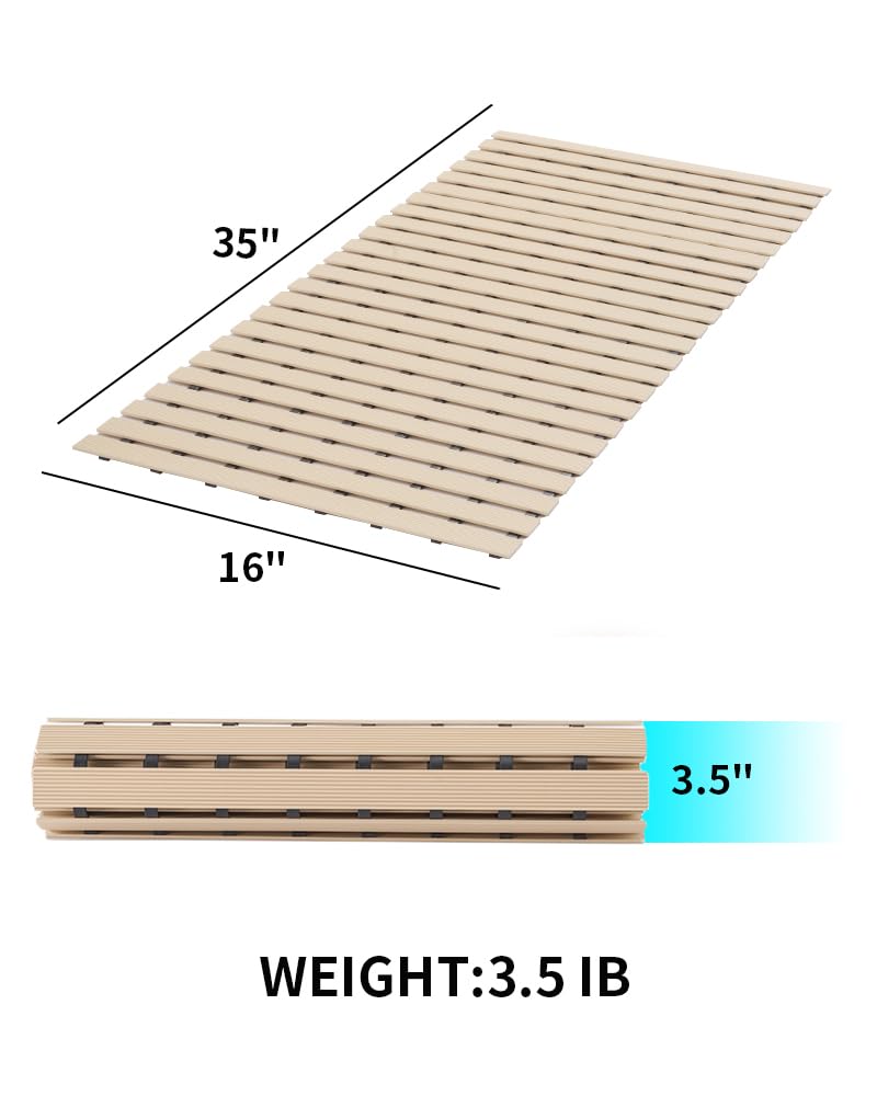 Shower-Mat Non Slip, PADOOR Heavy Duty Bathtub-Mat Curlable Quick Drain Sturdy Bath Tub Mat Without Suction Cups for Indoor Outdoor Use 17x26 Inch Black