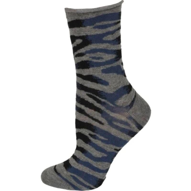 Sierra Socks Zebra Pattern Hi Anklet Casual Cotton Women's 2 Pair Pack