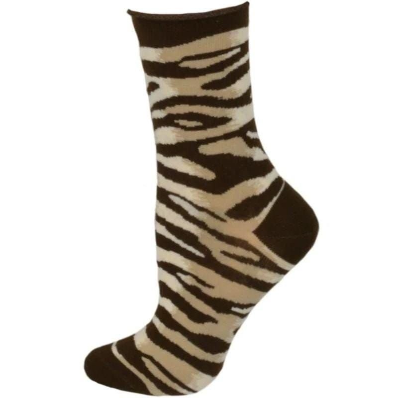 Sierra Socks Zebra Pattern Hi Anklet Casual Cotton Women's 2 Pair Pack