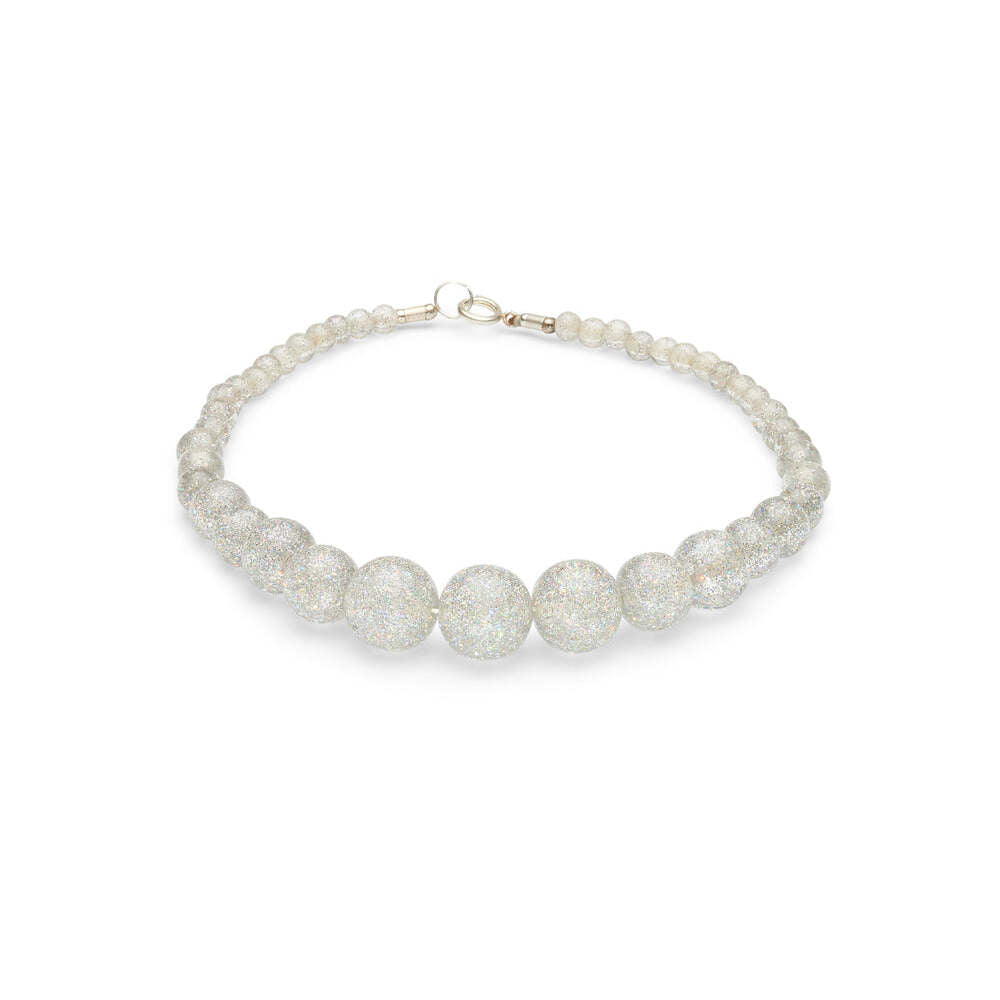 Silver Glitter Bead Necklace by Splendette