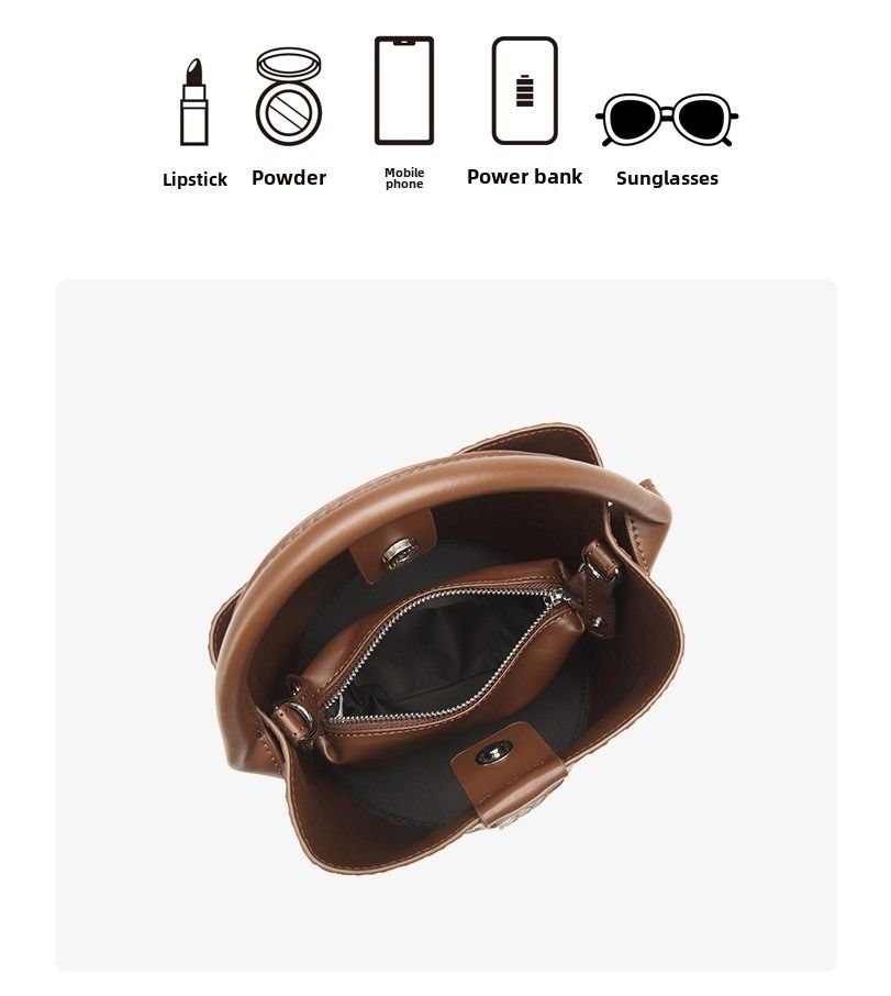 Simple niche woven pattern handbag bucket bag women's bag tide 2025 new senior sense shoulder bag crossbody bag