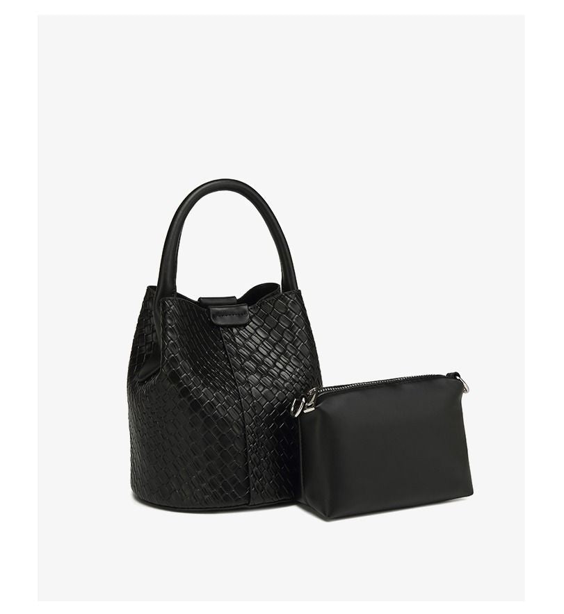 Simple niche woven pattern handbag bucket bag women's bag tide 2025 new senior sense shoulder bag crossbody bag