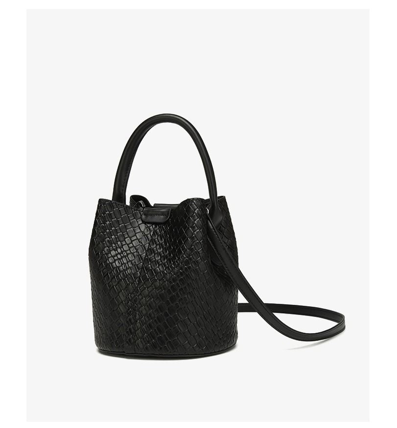Simple niche woven pattern handbag bucket bag women's bag tide 2025 new senior sense shoulder bag crossbody bag