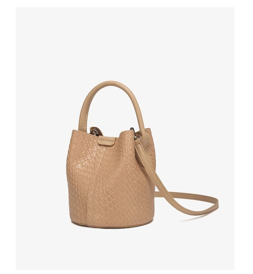 Simple niche woven pattern handbag bucket bag women's bag tide 2025 new senior sense shoulder bag crossbody bag