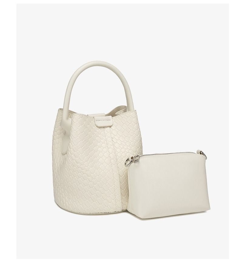 Simple niche woven pattern handbag bucket bag women's bag tide 2025 new senior sense shoulder bag crossbody bag