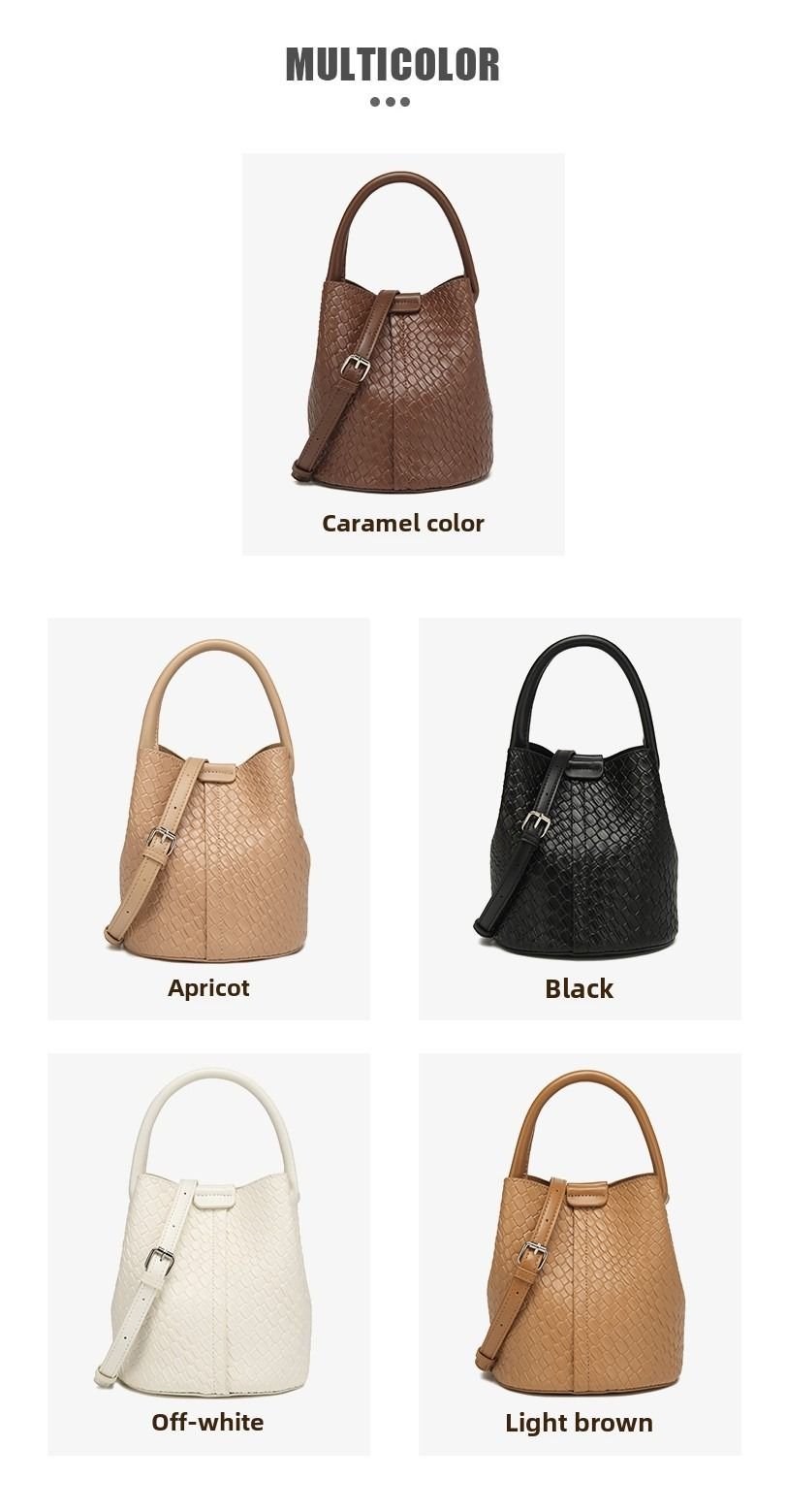 Simple niche woven pattern handbag bucket bag women's bag tide 2025 new senior sense shoulder bag crossbody bag